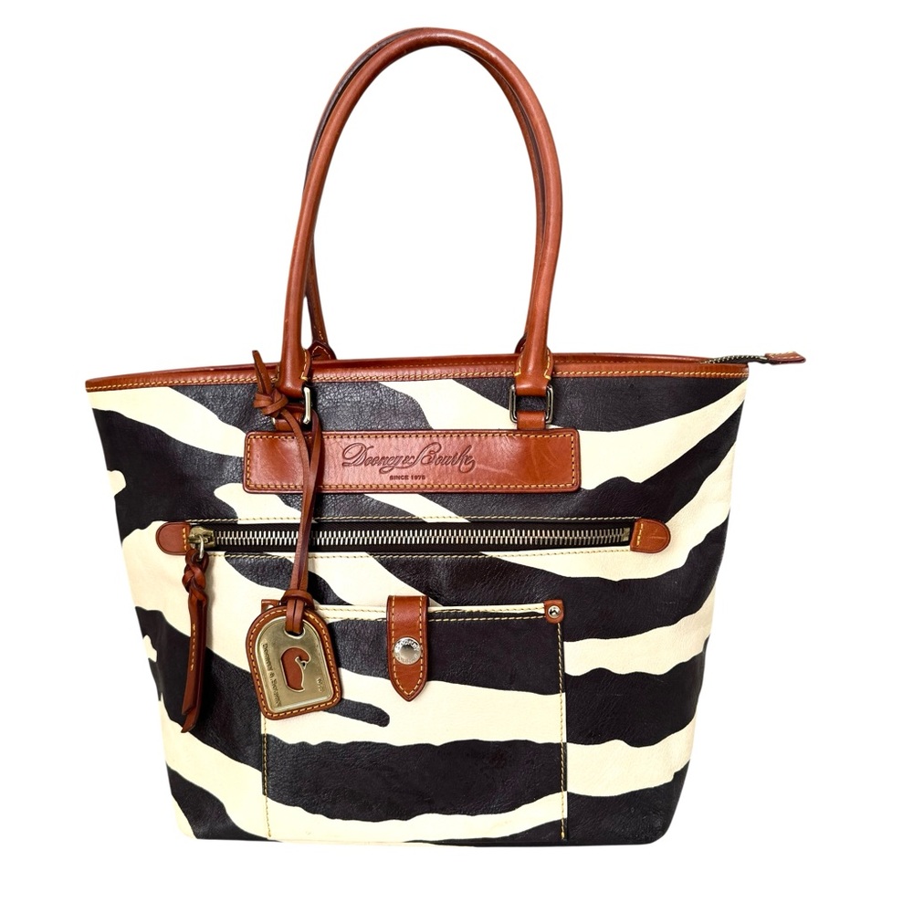 Dooney & Bourke Large Shoulder Bag Zebra Print Vachetta Leather Tote - Picture 6 of 17